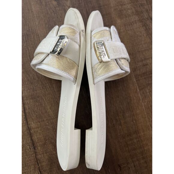 Dior White and Cream Slide Sandals - Picture 2 of 4
